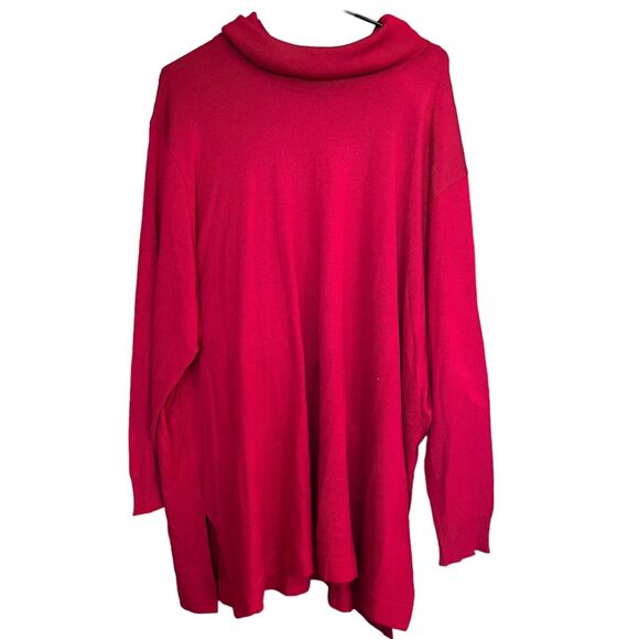 H Peterseim Maxi Turtleneck Sweaters Women Sz. Large Lot of 2 Red Gray Lagenlook - Picture 2 of 10